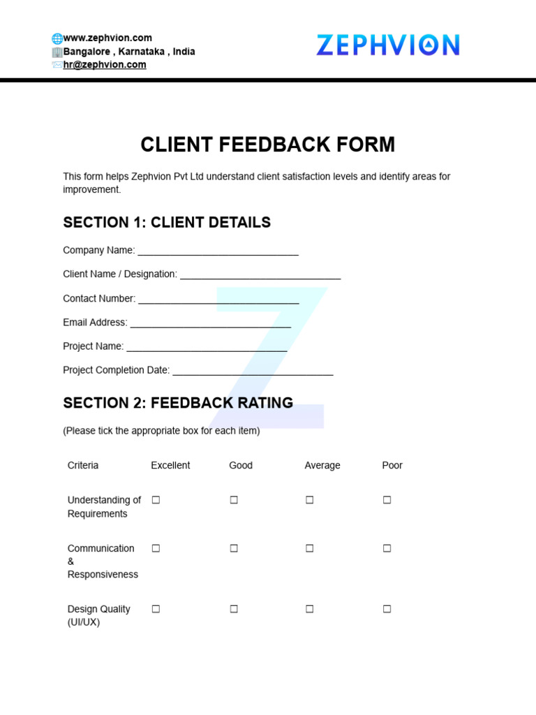 Client Feedback Form | PDF