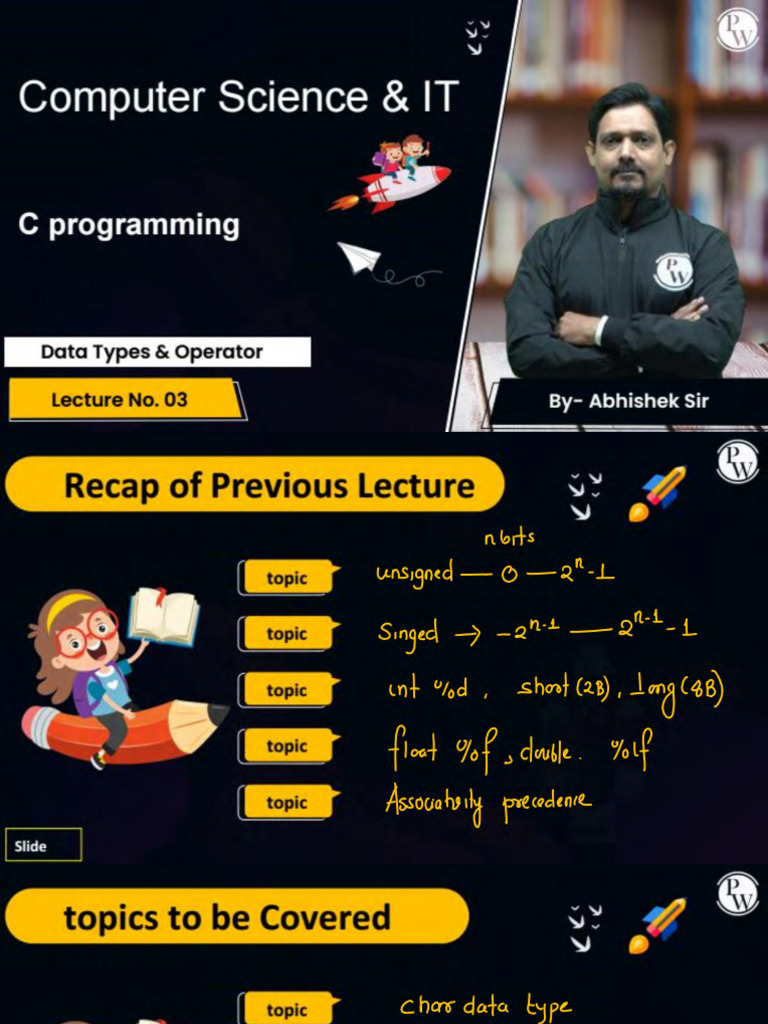 Data Types and Operator 03 Class Notes | PDF