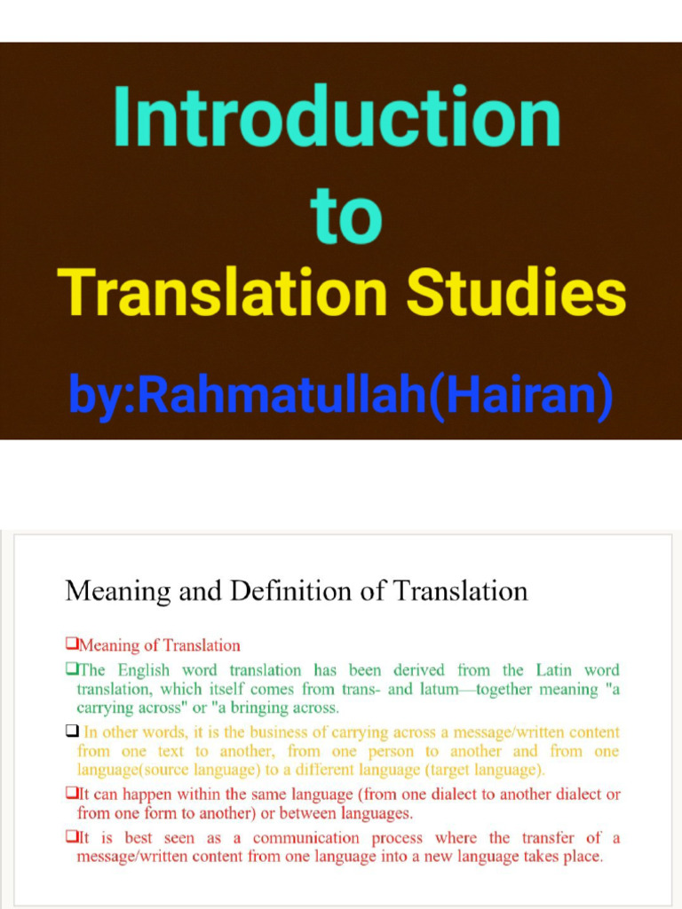 Introduction To Translation Studies | PDF