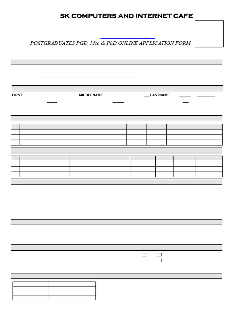 Postgraduate Online Application Form | PDF | Vocational Education ...