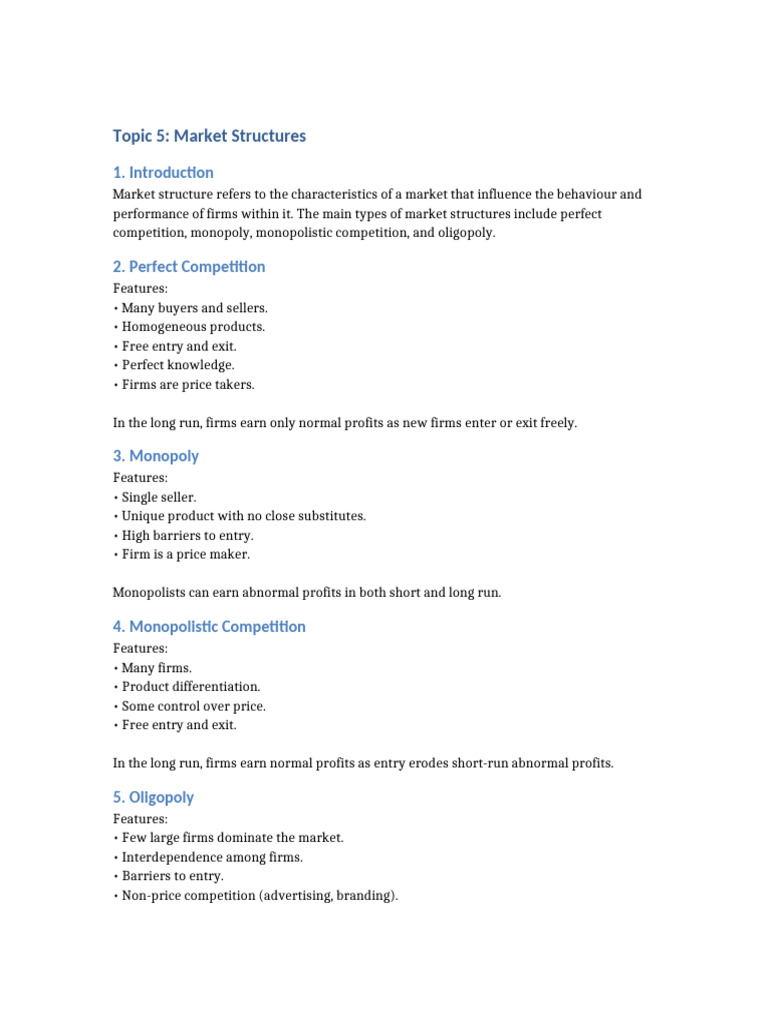 Overview of Market Structures Explained | PDF
