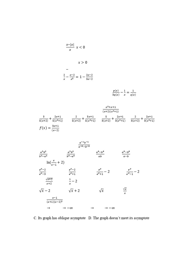 Remedial Math Worksheet Questions | PDF | Asymptote | Function ...