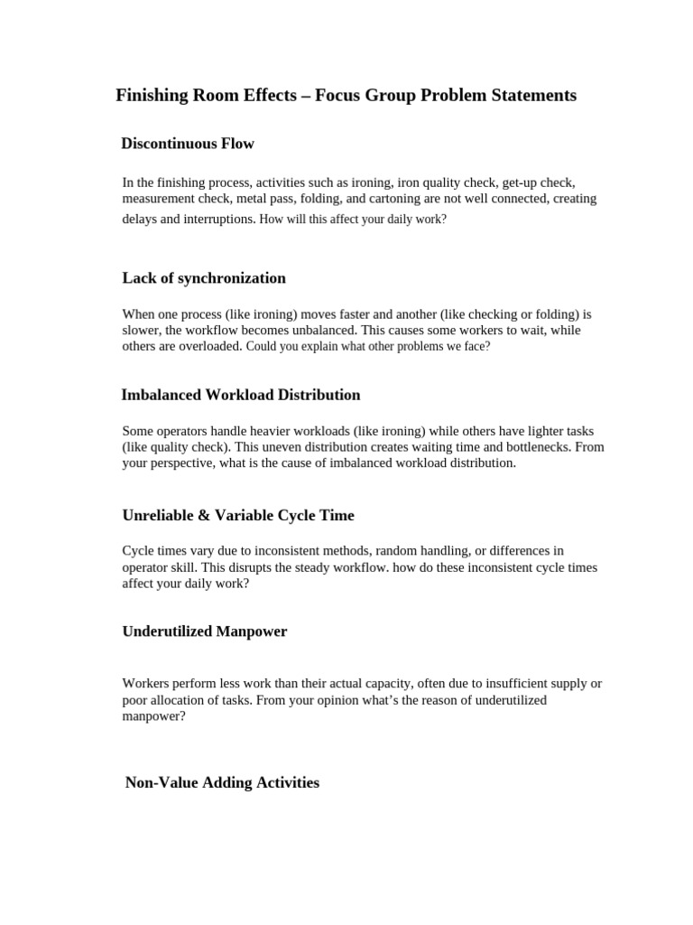 Finishing Room Workflow Challenges Analysis | PDF