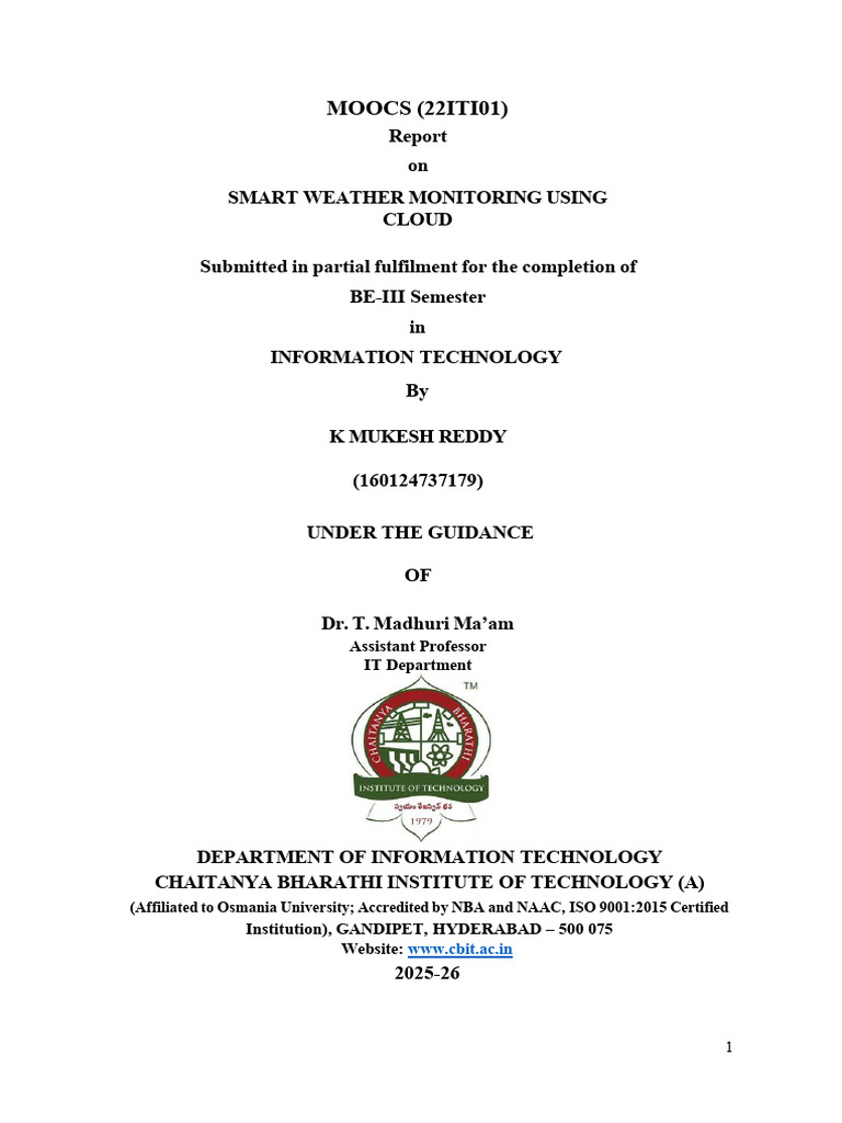 Smart Weather Monitoring System Report | PDF | Cloud Computing ...