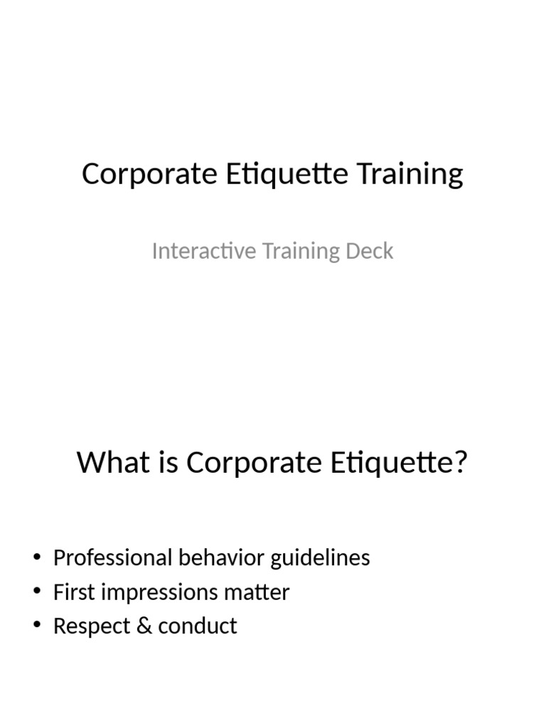 Corporate Etiquette Training Guide | PDF
