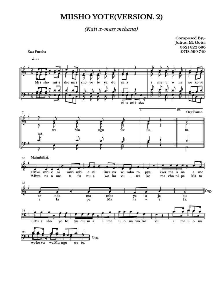 Miisho Yote: Kati X-Mass Mchana | PDF