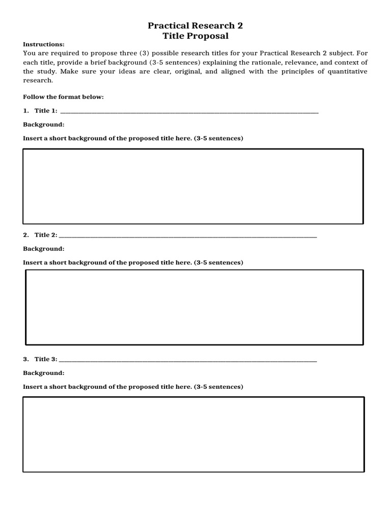 Research Title Proposals for Practical Research | PDF
