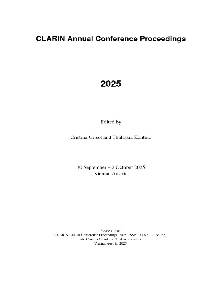 CLARIN Conference Proceedings 2025 | PDF | Metadata | Usability