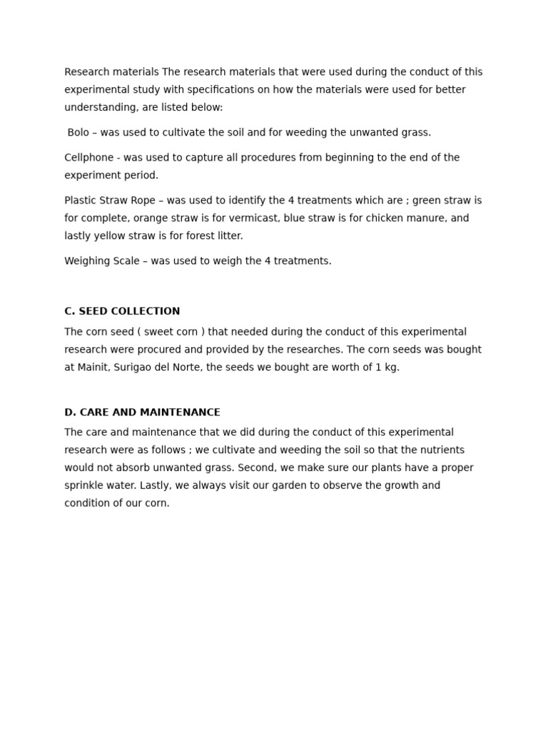 Experimental Study on Corn Growth Methods | PDF