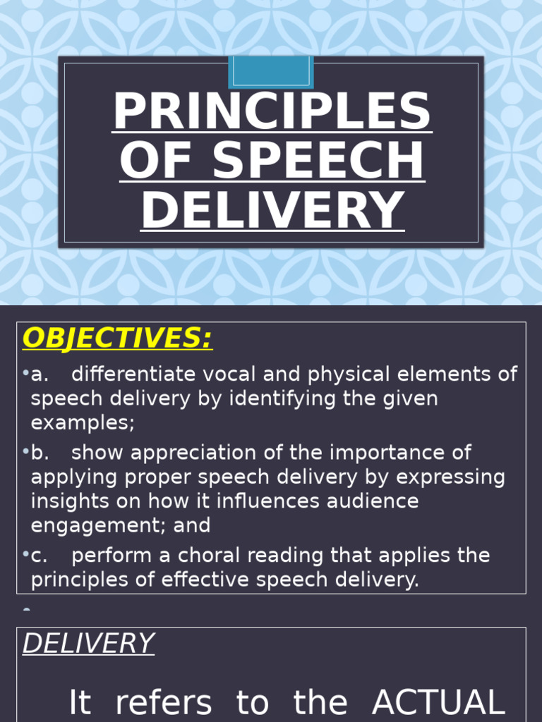 Principles of Effective Speech Delivery | PDF | Speech | Tone (Linguistics)