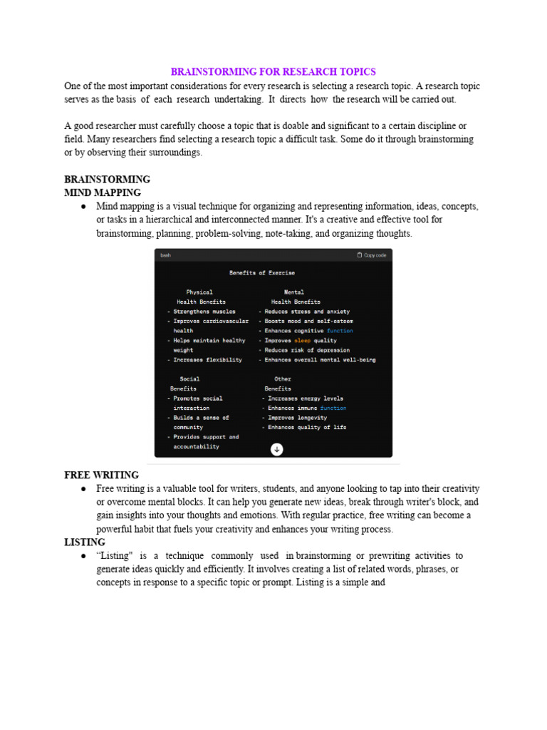 Effective Brainstorming Techniques for Research | PDF
