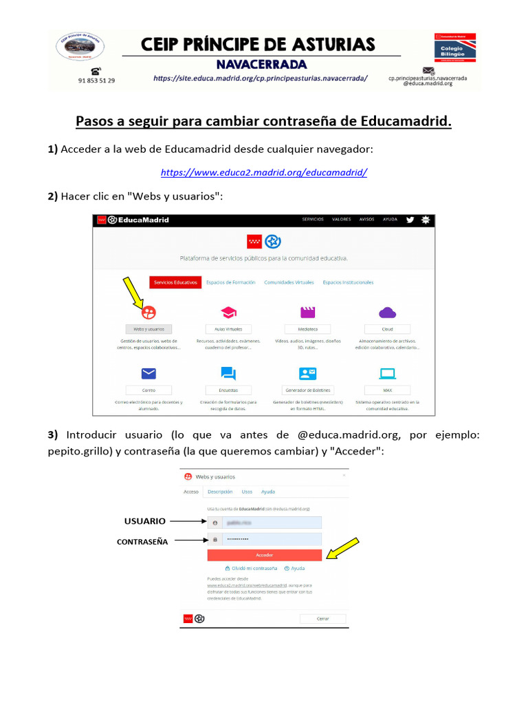 Cambiar Contraseña en Educamadrid | PDF