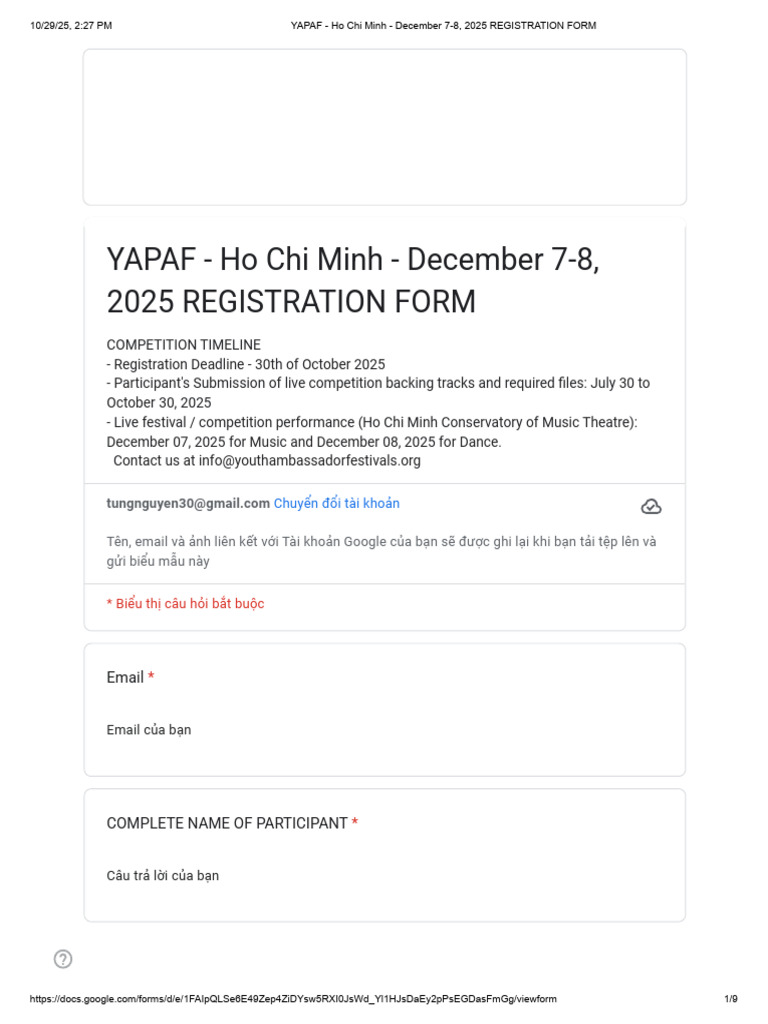 Yapaf - Ho Chi Minh - December 7-8, 2025 Registration Form | PDF | Fee ...