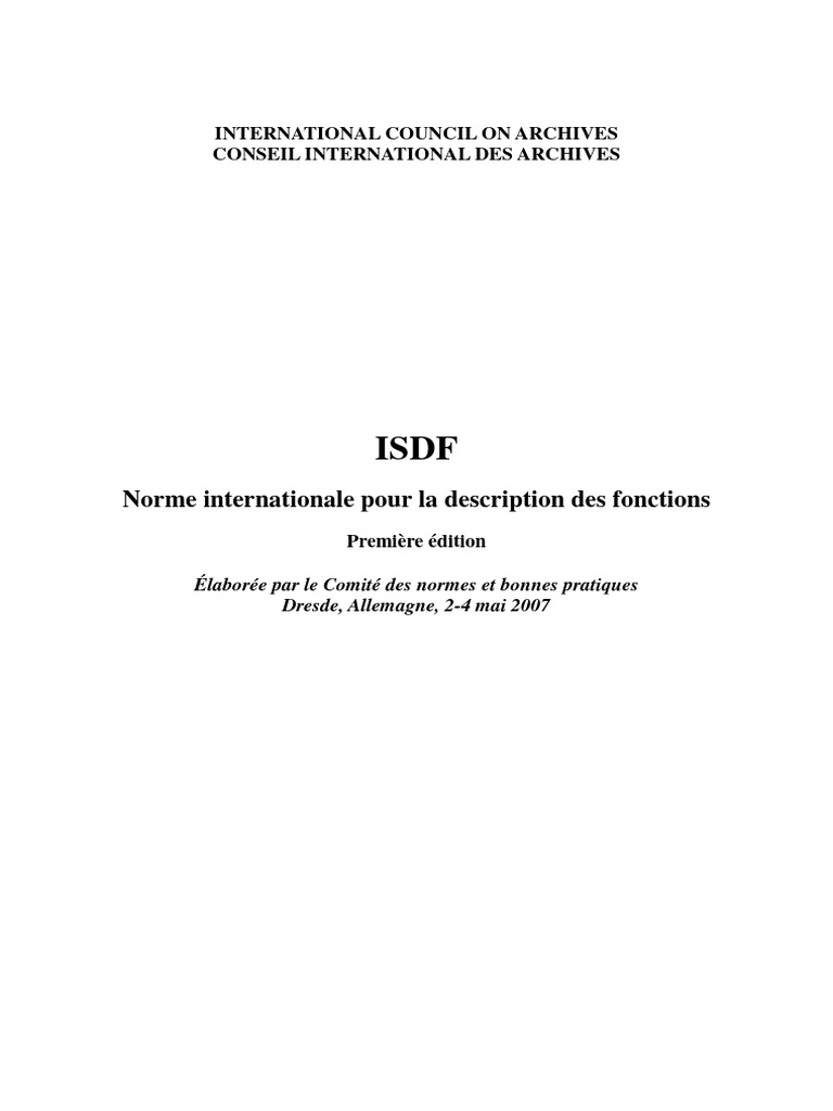 Norme ISDF pour la description des fonctions | PDF | La gestion des ...