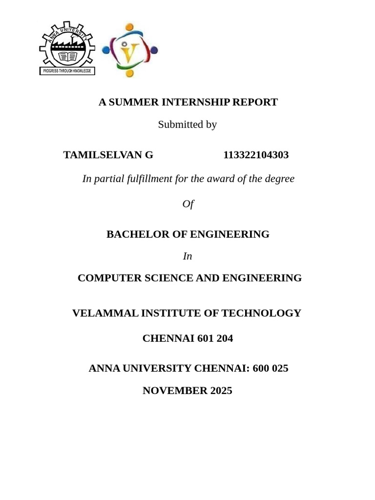 Tamilselvan Intern College Report Final | PDF | Java Script | Databases