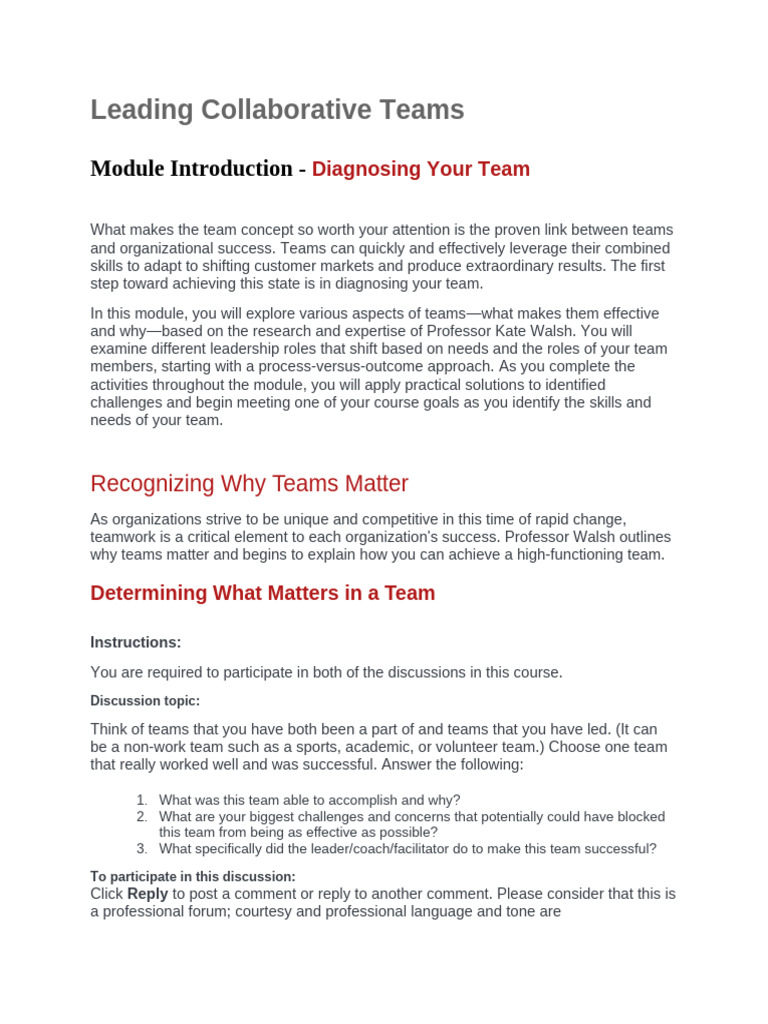 Diagnosing Effective Team Dynamics | PDF | Leadership | Learning