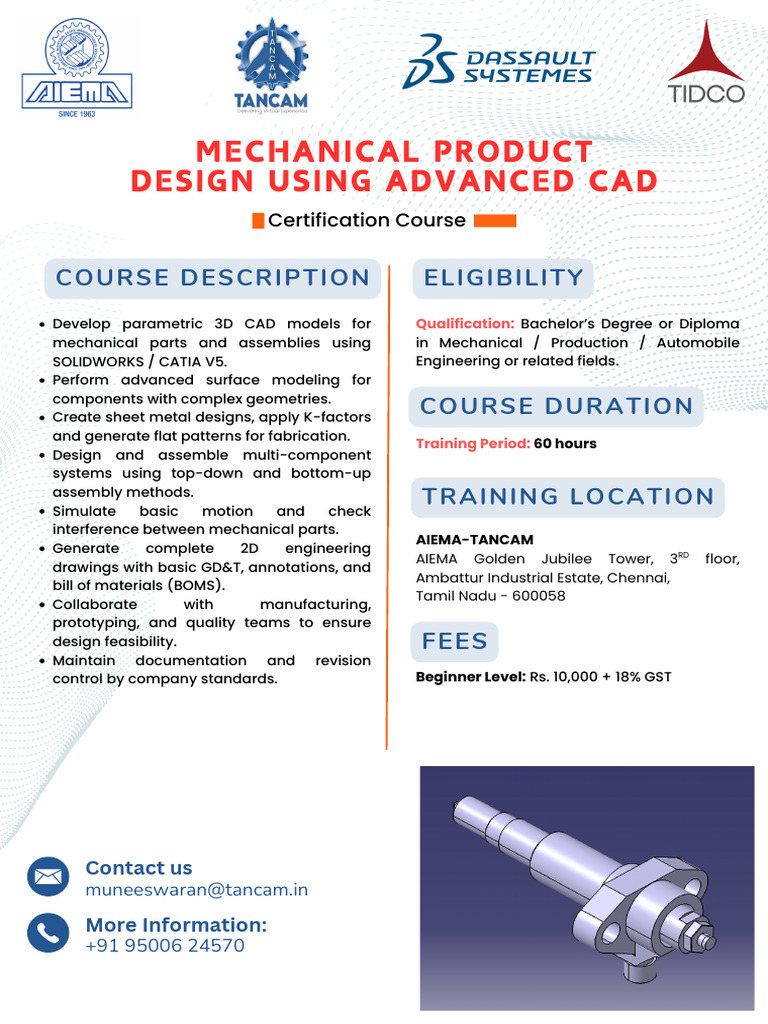 Advanced CAD for Mechanical Design Course | PDF