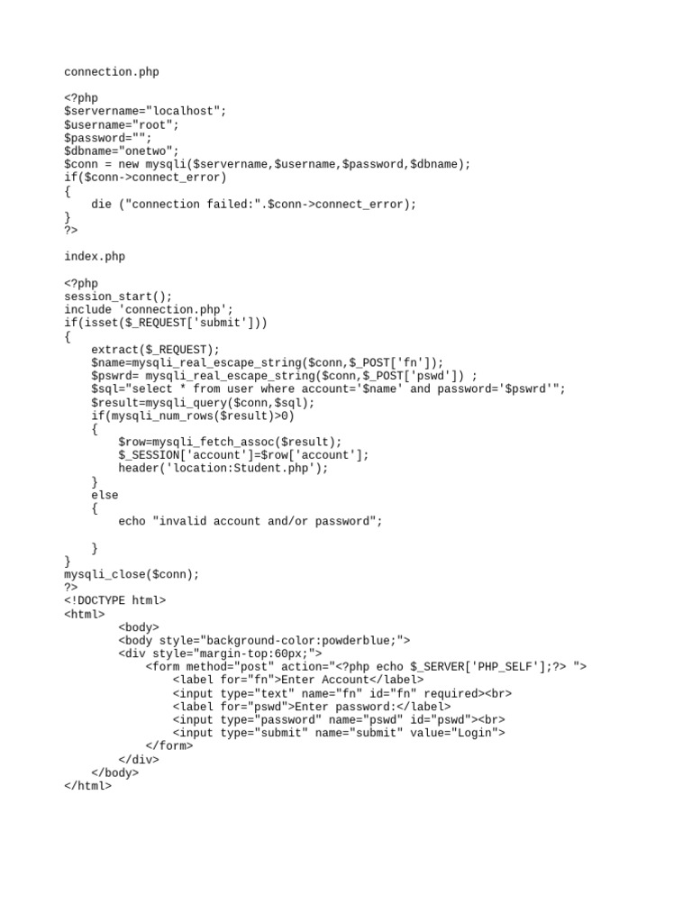 PHP User Login Script Example | PDF