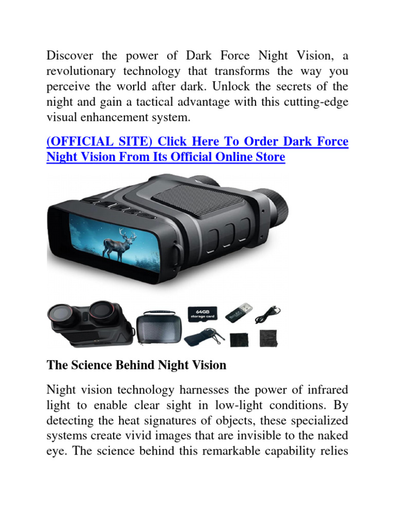 Dark Force Night Vision Technology | PDF | Infrared | Visual Perception