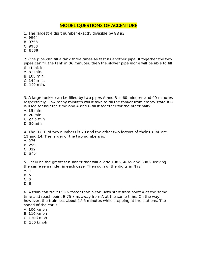 Accenture Model Questions for Aptitude Test | PDF | Interest | Alloy
