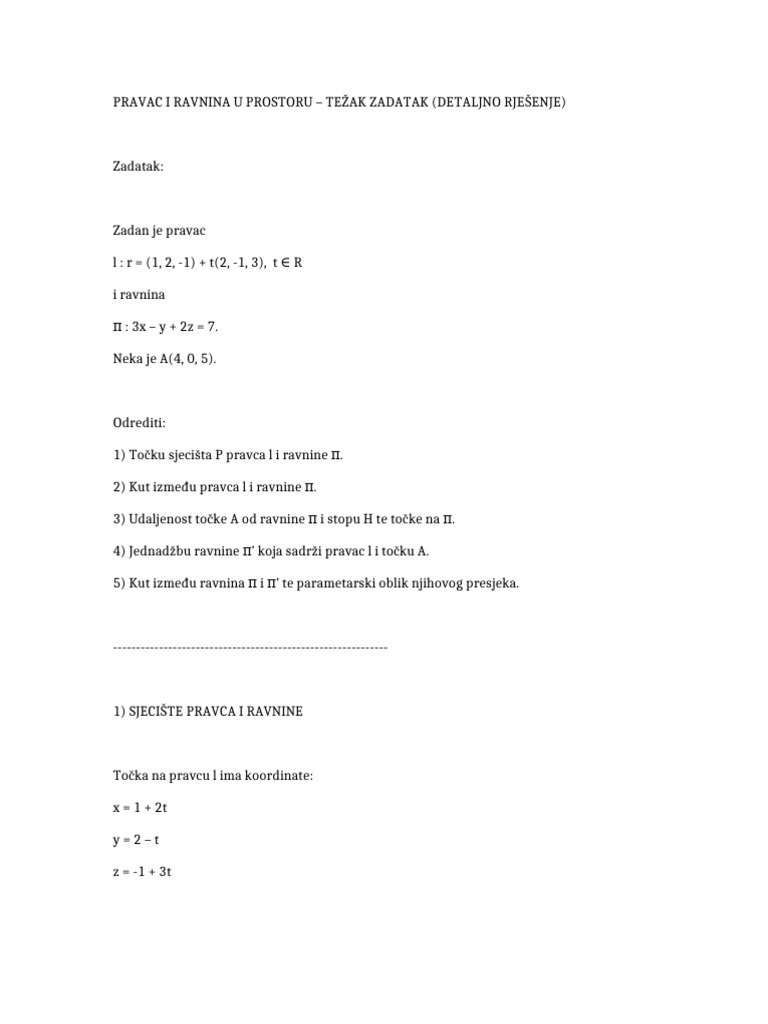 Pravac i Ravnina Detaljno | PDF