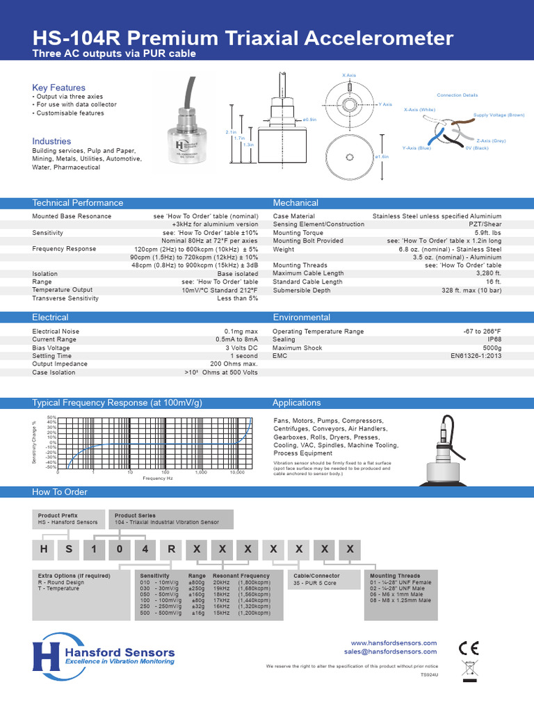 HS-104R Triaxial Vibration Sensor | PDF | Alternating Current ...
