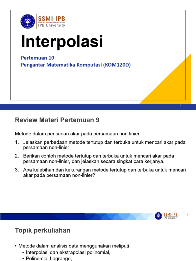 Pertemuan 10 PMK Interpolasi | PDF
