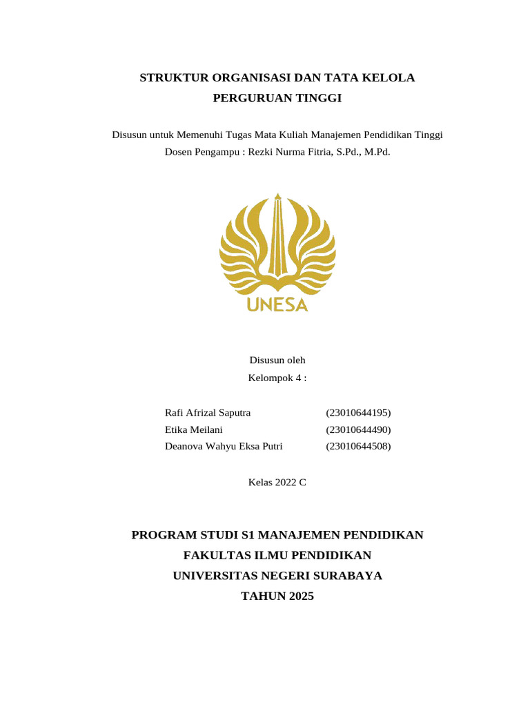 Struktur dan Tata Kelola Perguruan Tinggi | PDF