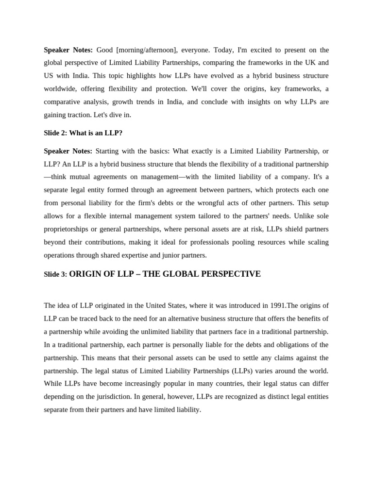 Global LLP Frameworks: UK, US, India Comparison | PDF | Limited ...