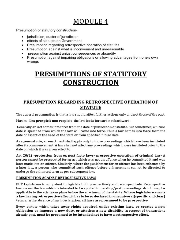 Statutory Construction Presumptions Explained | PDF | Jurisdiction ...