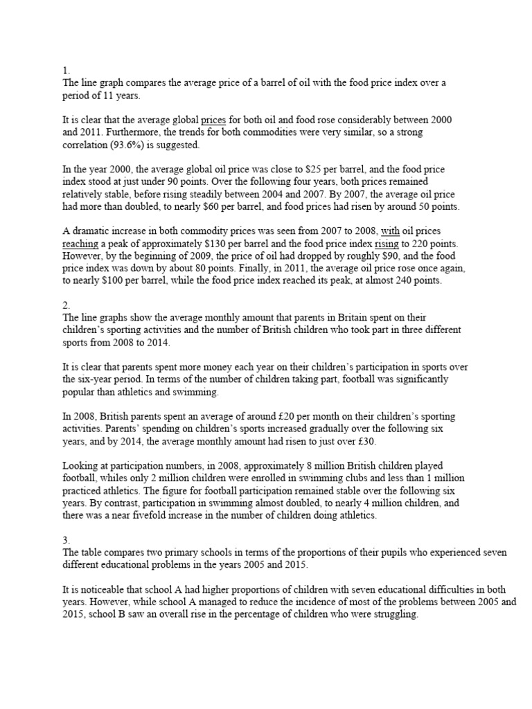 Writing Task 1_ SAMPLES (9.0) | PDF | Coffee | Price Of Oil