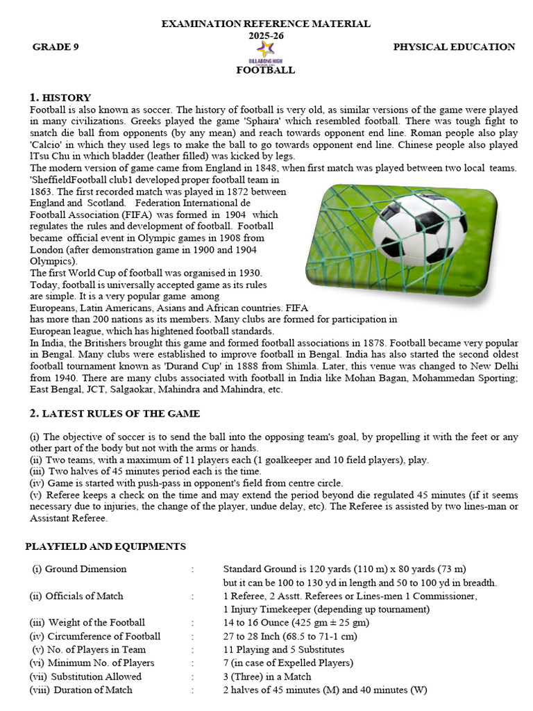 Grade 9 Football Exam Guide 2025-26 | PDF | Association Football ...