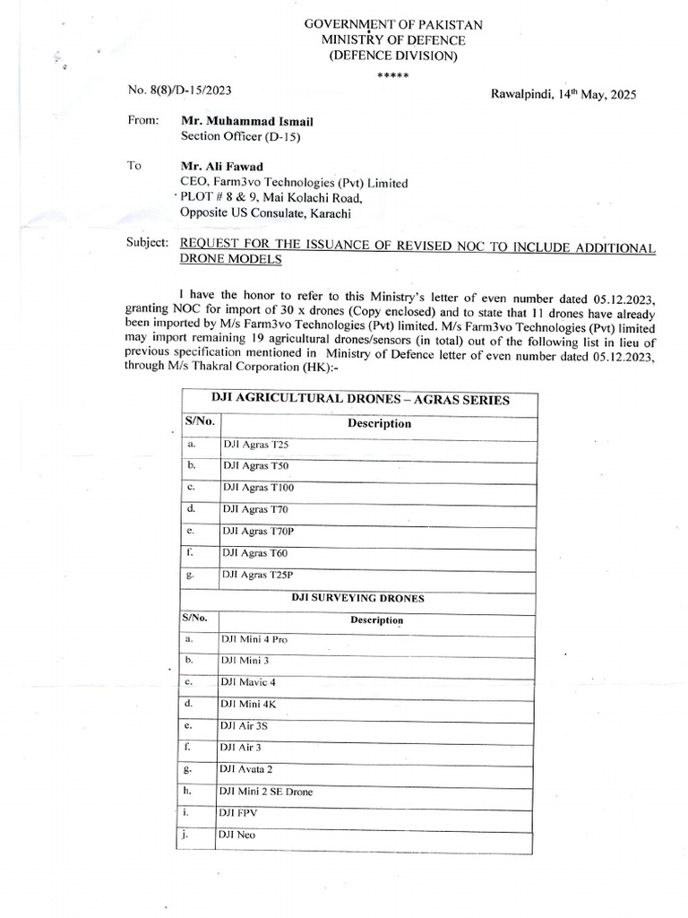UPDATED MODNOC For Import of Agricultural Drones | PDF