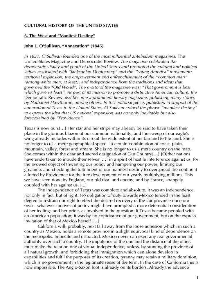 Manifest Destiny and American Expansion | PDF