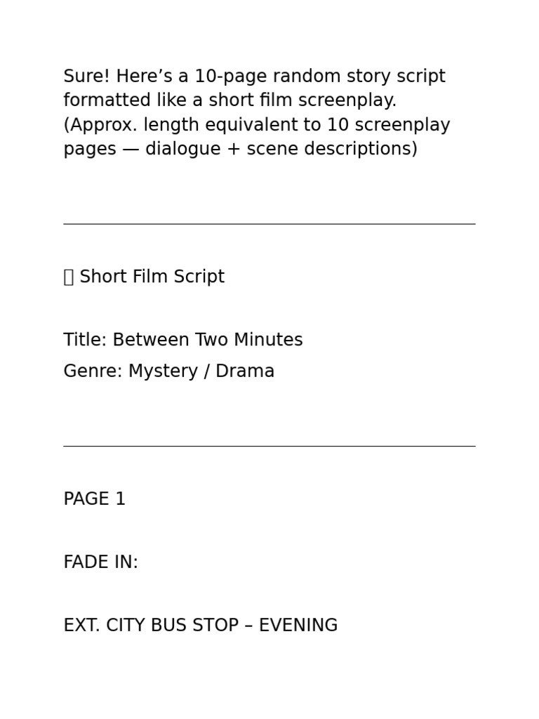 Between Two Minutes: A Short Film Script | PDF | Screenplay