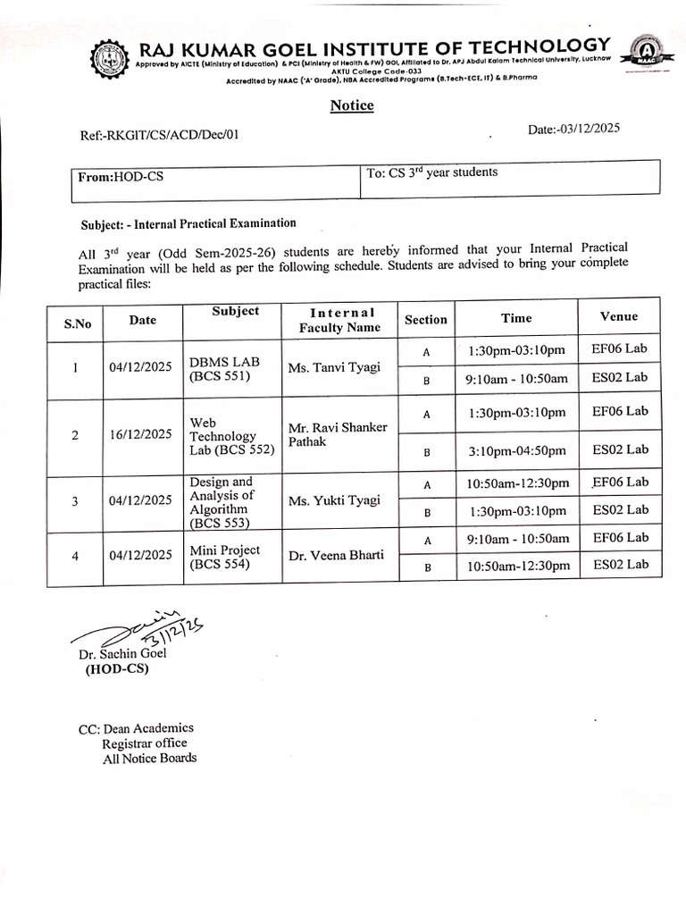Internal Notice 23rd Year | PDF