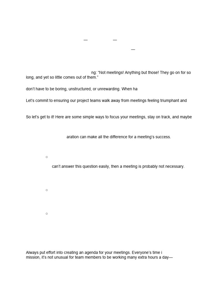 Effective Meeting Strategies for NASA Teams | PDF