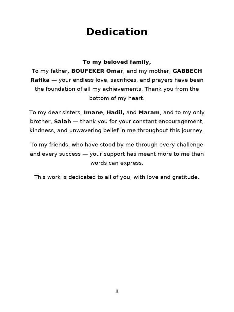 Heartfelt Dedication to Family and Friends | PDF