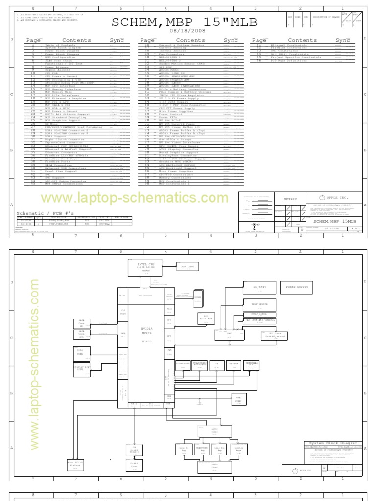 Apple Macbook Pro A1286 Late 2008 Early 2009 Laptop Logic Board Schematic Diagram Telecommunications Computer Hardware