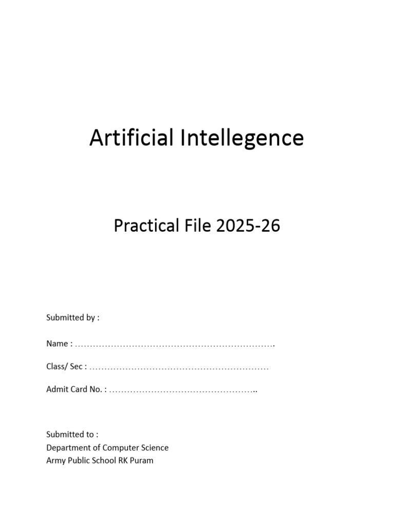 AI Practical File for Class XII 2025-26 | PDF | Accuracy And Precision ...