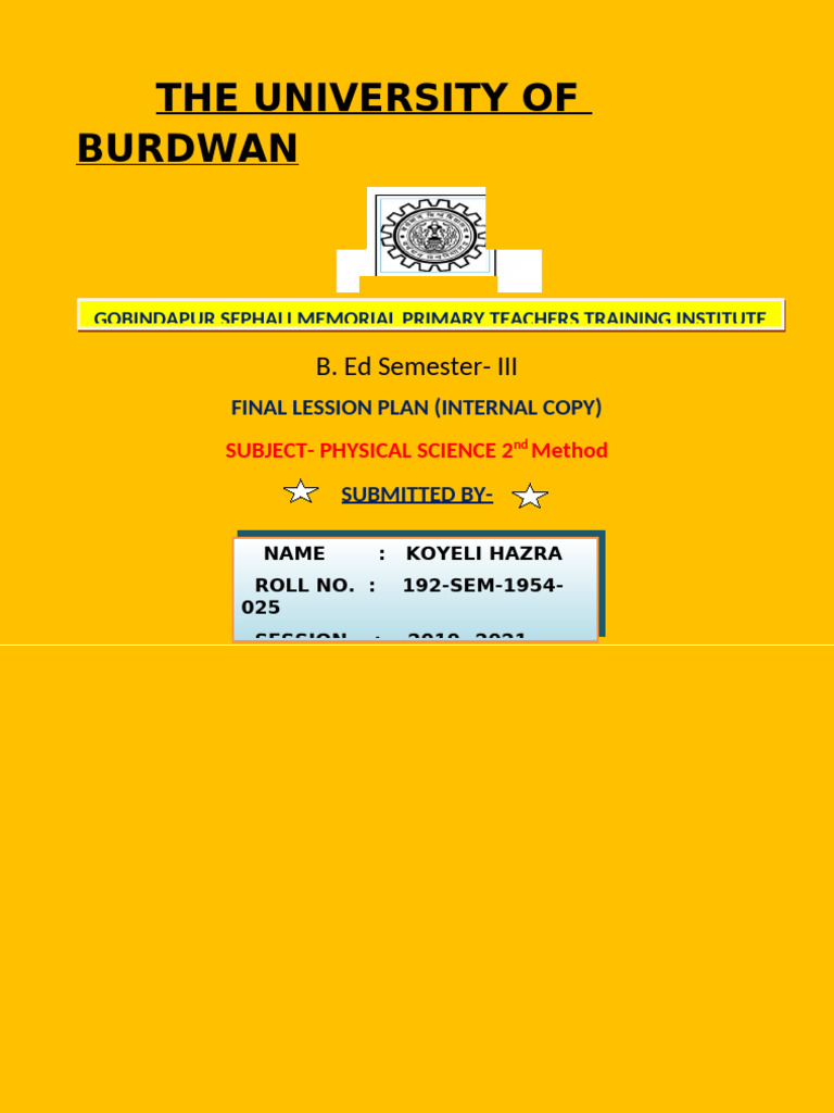 Final Lession Plan- Physcal Science | PDF