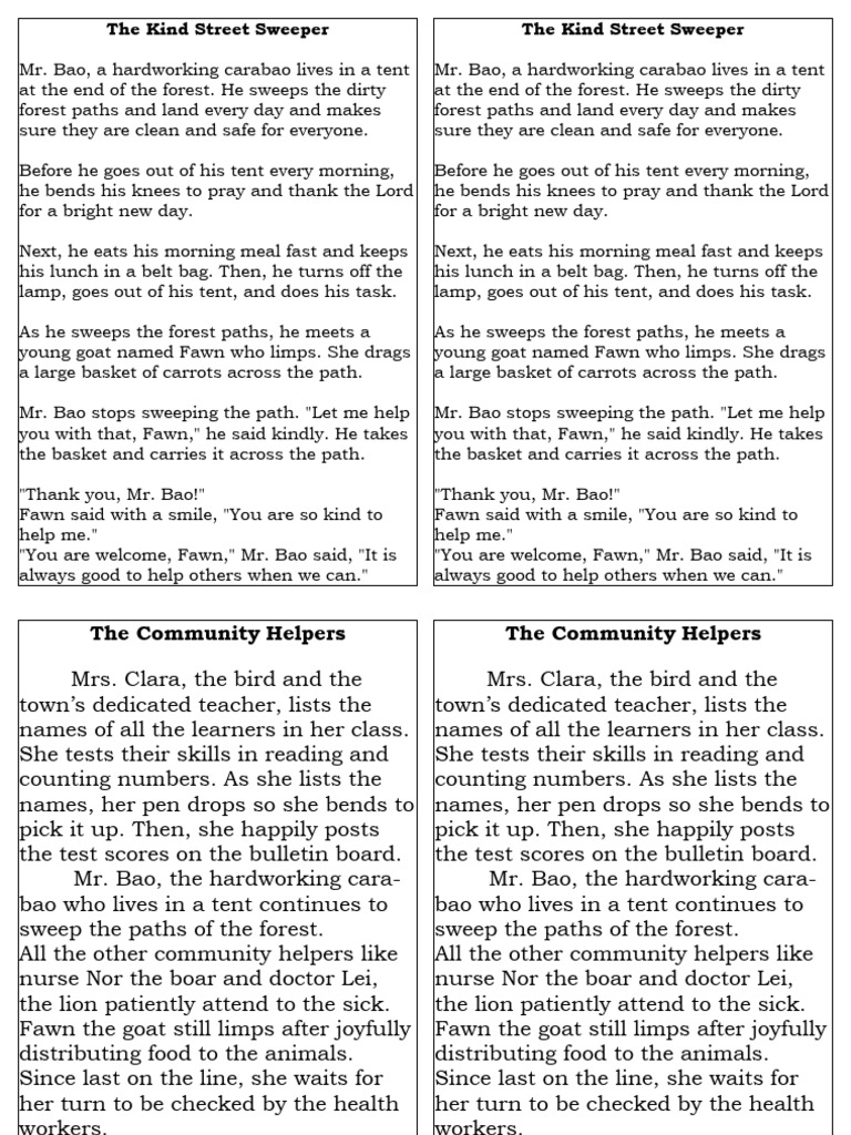 Story The Kins Street Sweeper and My Community Helpers | PDF