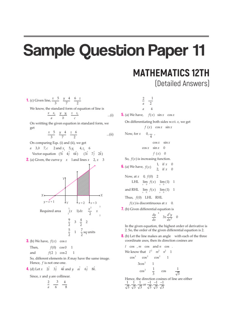 Mathematics 12th Grade Detailed Solutions | PDF | Function (Mathematics ...
