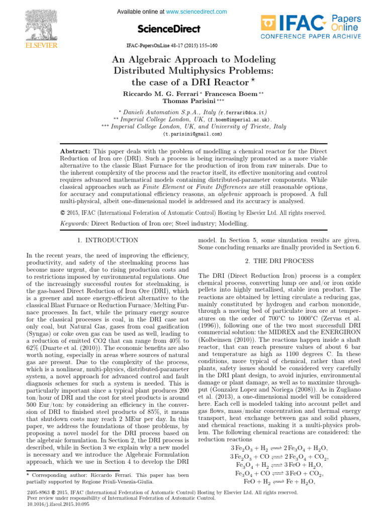 Simple Physics Model of DRI | PDF | Steelmaking | Redox
