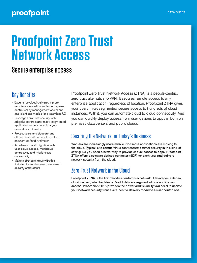 Proofpoint Zero Trust Network Access Guide | PDF | Cloud Computing ...