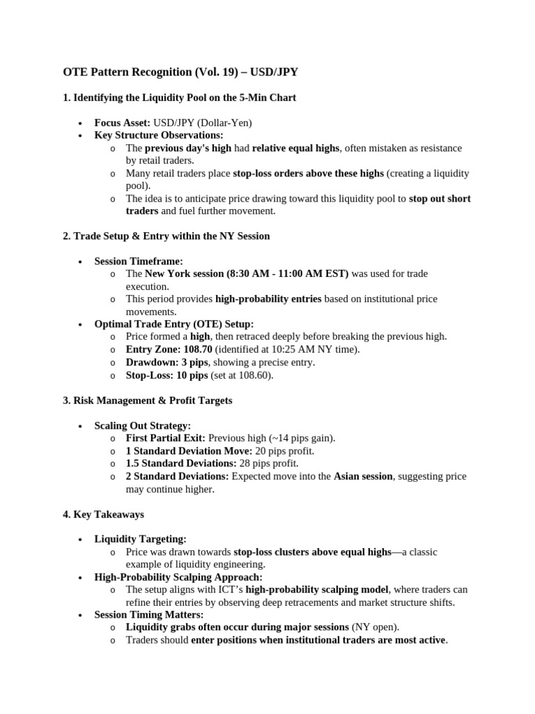 OTE Pattern Recognition Series - Vol.19 | PDF | Market Liquidity ...