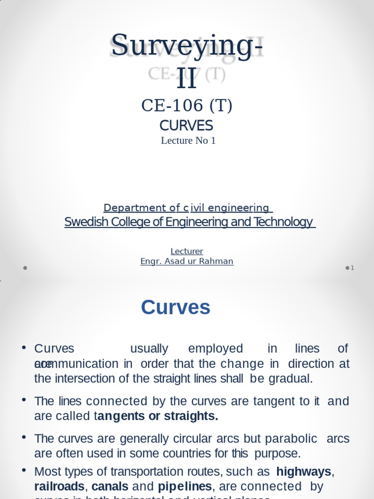 Understanding Curves in Civil Engineering | PDF | Tangent | Angle