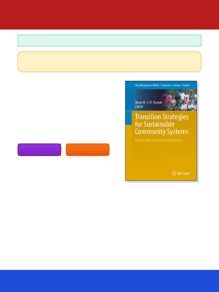 Transition Strategies for Sustainable Community Systems Design and ...