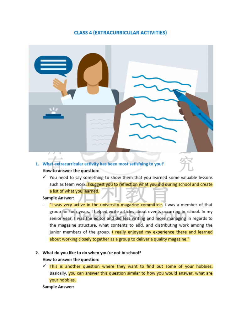 SCHOOL_UNIVERSITY INTERVIEW_CLASS 4 | PDF