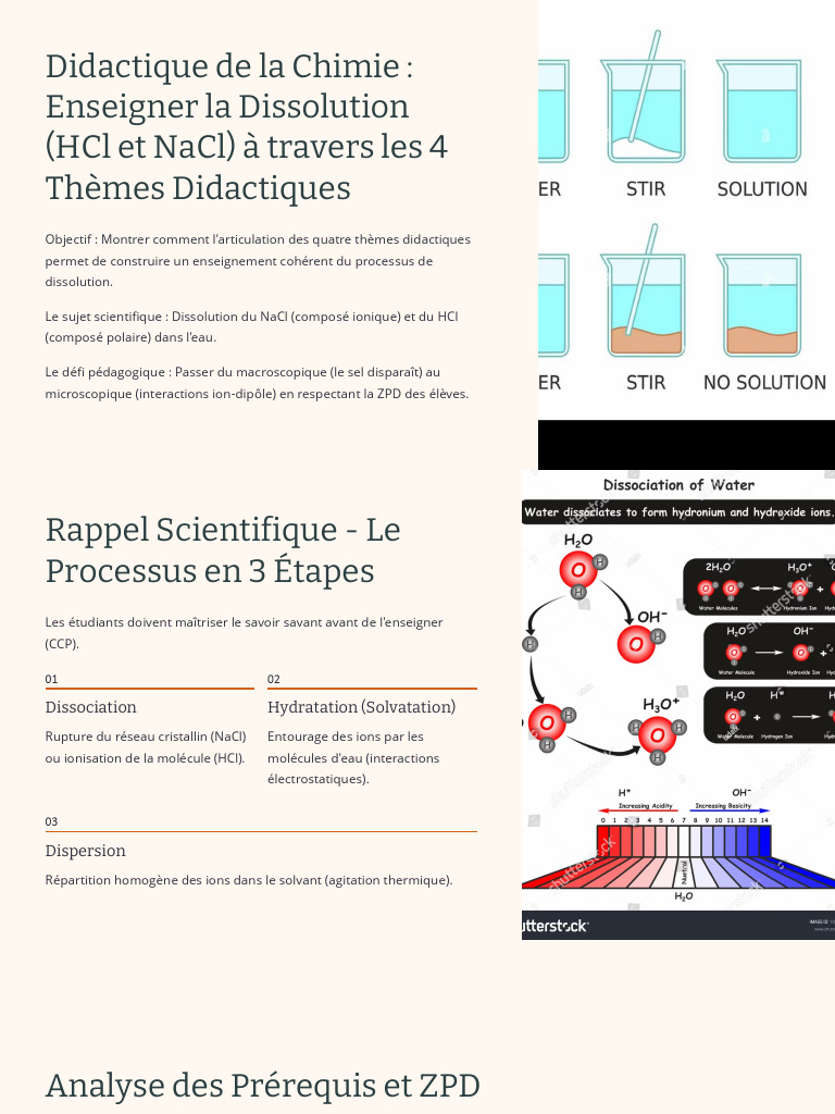 Enseigner la Dissolution : NaCl et HCl | PDF | Solvatation | Ion